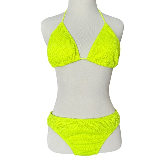 No Boundaries Other - No Boundaries Neon Yellow Crochet Bikini
